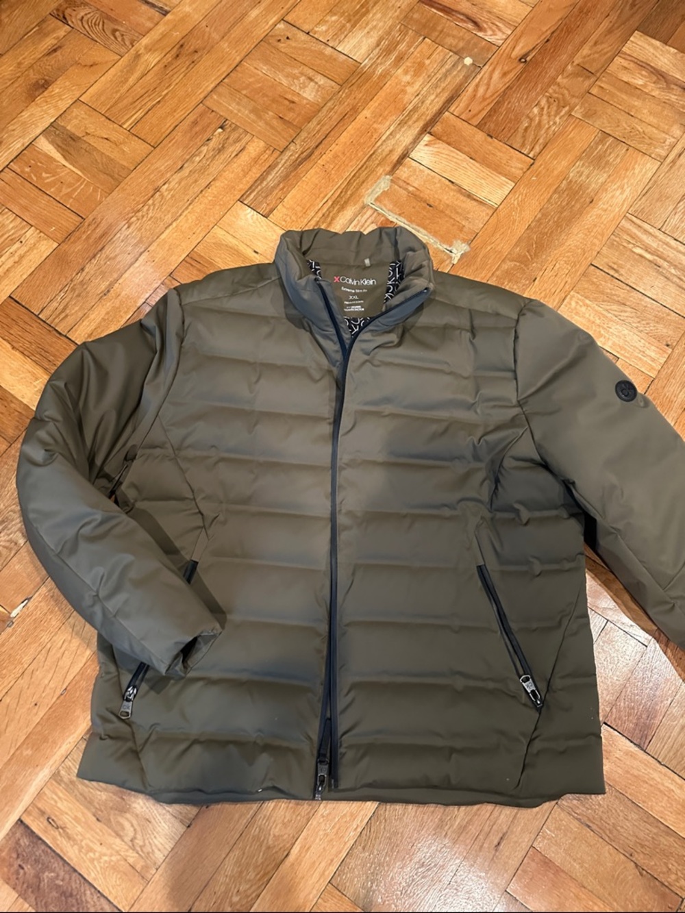 Calvin Klein Men's Olive Green Quilted Puffer Jacket